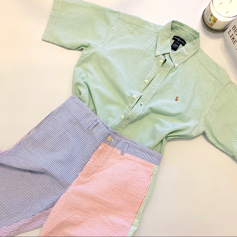 SOLD Seersucker shorts set